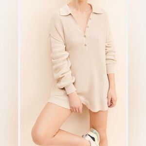 Free People FP Beach Picnic Sweater Romper Linen Cotton XS